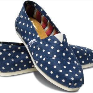 Toms Blue and White Dotted Loafers